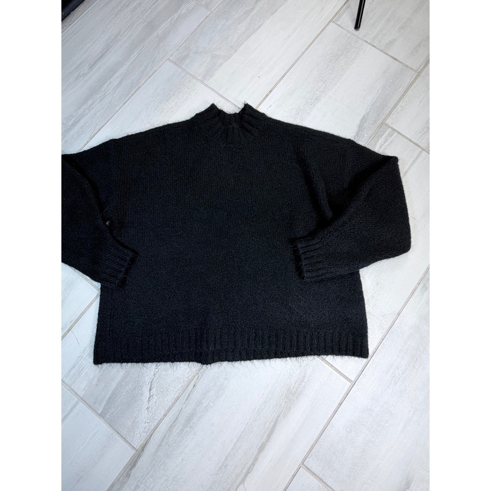 Pistola Midnight Black Fuzzy Alpaca Wool Blend Mock Neck Sweater P00062025AW M